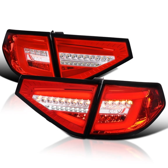 Spec-D Tuning Red Sequential Tail Lights w/ LED Bar Compatible with 2008-2011 Subaru Impreza WRX Hatchback, Left + Right Pair Assembly