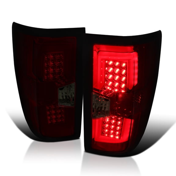 Spec-D Tuning Red Smoke LED Tube Tail Lights Compatible with 2014-2019 Chevy Silverado 1500, 2015-2019 Silverado 2500HD/3500HD, 2015-2019 GMC Sierra, Left + Right Pair Assembly