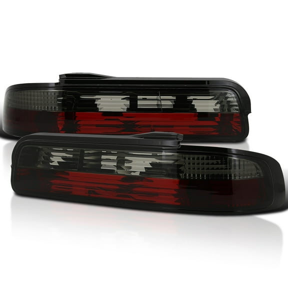 Spec-D Tuning Red Smoke Lens Tail Lights Compatible with 1989-1994 Nissan 240SX S13 2DR Couple, Left + Right Pair Assembly