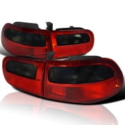 Spec-D Tuning Red Smoke Lens Tail Lights Compatible with 1992-1995 Honda Civic 3-Door Hatchback, Left + Right Pair Assembly