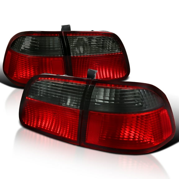 Spec-D Tuning Red Smoke Tail Lights Compatible with 1999-2000 Honda Civic 4 Door Sedan, Left + Right Pair Assembly