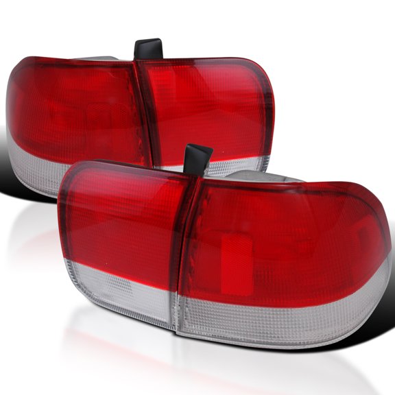 Spec-D Tuning Red Tail Lights Compatible with 1996-1998 Honda Civic 4-Door Sedan, Left + Right Pair Assembly
