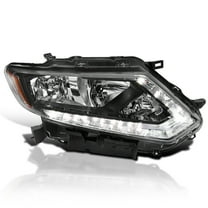 Spec-D Tuning Right Passenger Side Black Headlight w/ LED Strip Compatible with 2014-2016 Nissan Rogue