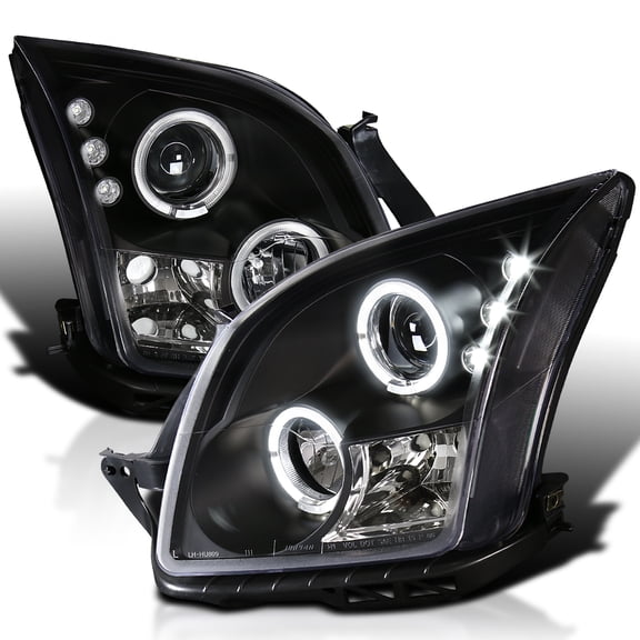 Spec-D Tuning Rim Black Projector Headlights Compatible with 2006-2009 Ford Fusion, Left + Right Pair Headlamps Assembly