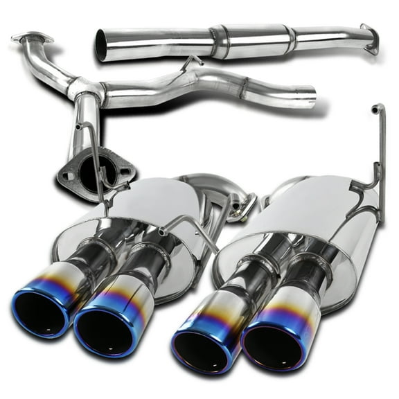 Spec-D Tuning S/S Quad Burnt Tip Catback Exhaust System Compatible with 2008-2014 Subaru Impreza WRX Sti Sedan