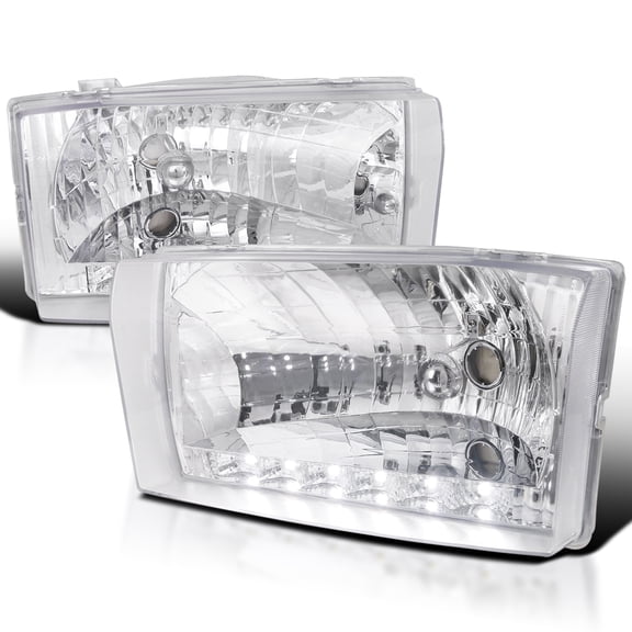 Spec-D Tuning SMD Chrome Housing Clear Lens Headlights Compatible with 1999-2004 Ford F250 F350 F450 F550 L+R Pair Head Light Lamp Assembly