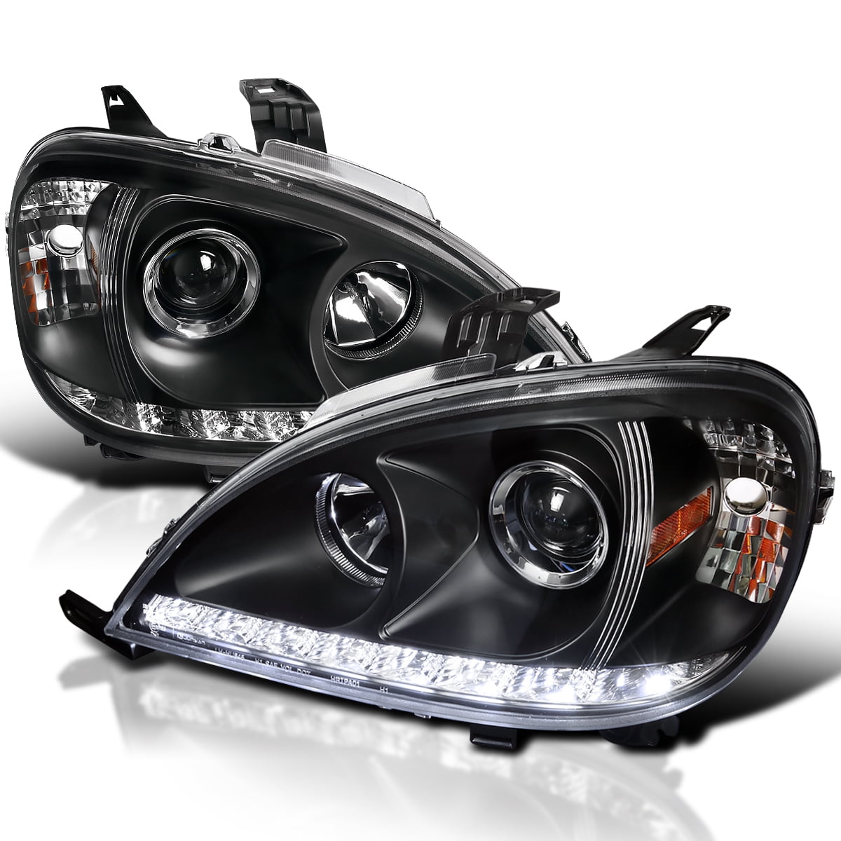 Spec-D Tuning SMD LED Chrome Housing Clear Lens Projector Headlights  Compatible with 2002-2005 Mercedes-Benz W163 ML-Class, Left + Right Pair