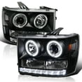 thumbnail image 1 of Spec-D Tuning SMD LED Dual Halo Projector Black Headlights Compatible with 2007-2013 GMC Sierra 1500/1500HD/2500HD/3500HD, Left + Right Pair Headlamps Assembly, 1 of 5
