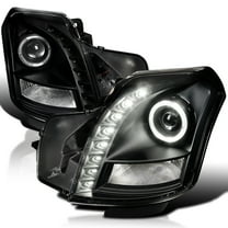 Spec-D Tuning SMD LED Halo Projector Headlights Black Compatible with 2003-2007 Cadillac CTS, Left   Right Pair Headlamps Assembly