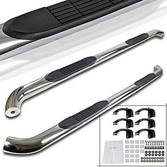 Spec-D Tuning SSB3-F15099SCS2-WB Ford F150 Super Extend Cab Chrome 3" Side Step Bars Neft Running Boards