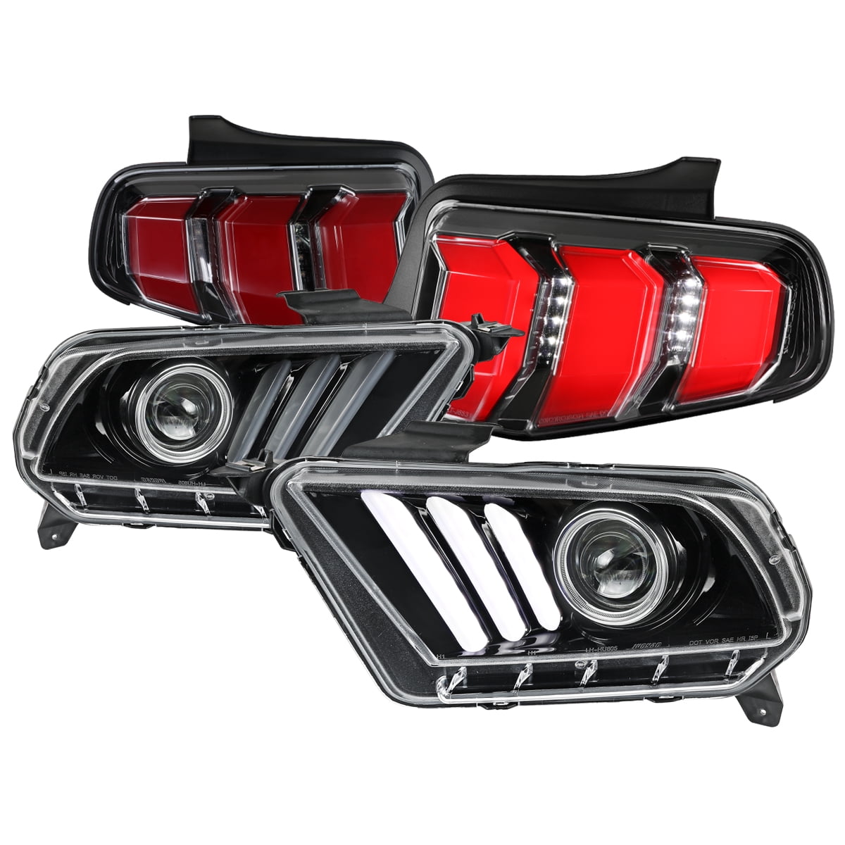 Spec-D Tuning Sequential Jet Black Projector Headlights+LED Tail Lamps ...