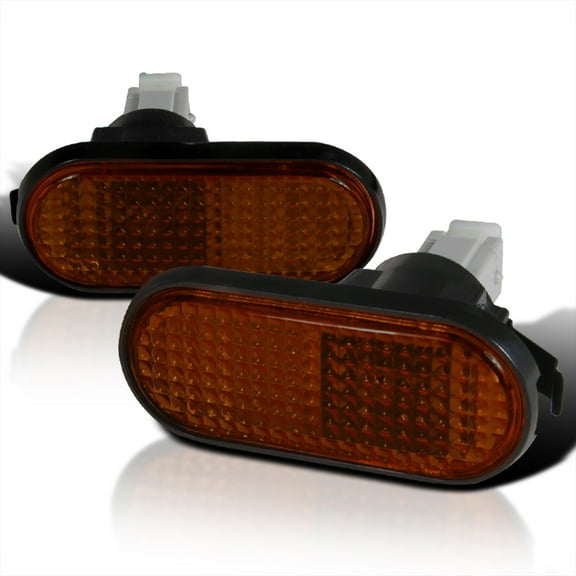 Spec-D Tuning Smoke Amber Lens Front Side Marker Lights + Bulbs Compatible with Honda Civic 1992-1995 L+R Pair Assembly