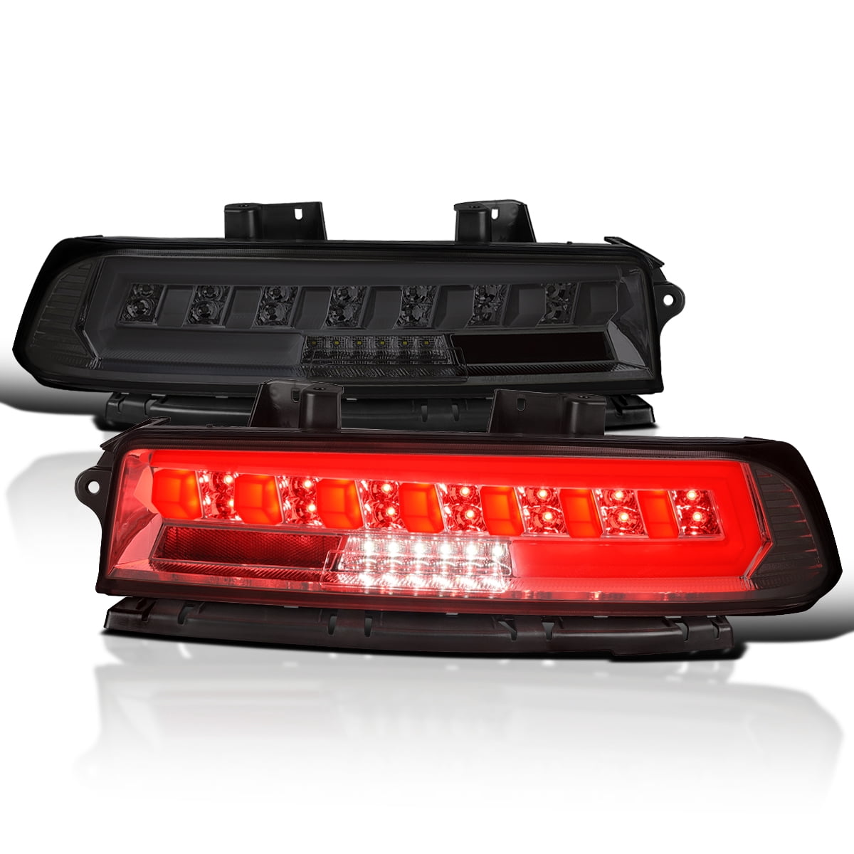 Spec-D Tuning Smoke Full LED Tail Lights w/ Sequential Turn Signals Compatible with 2014-2015 Chevy Camaro, Left + Right Pair Assembly