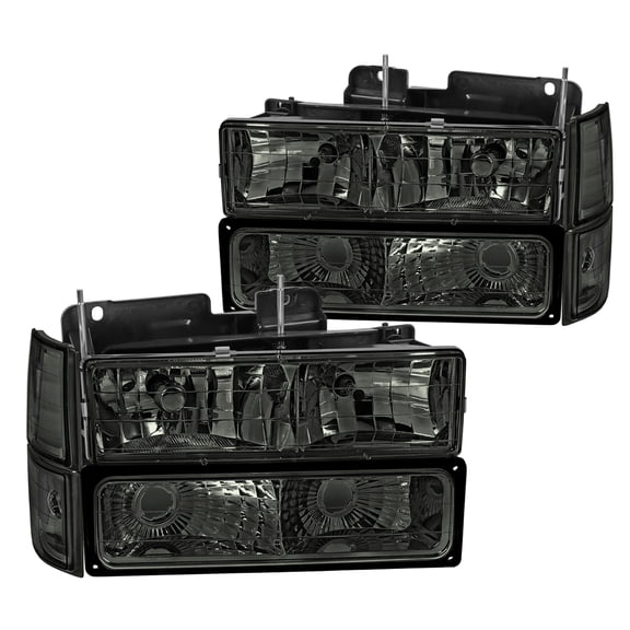 Spec-D Tuning Smoke Headlights + Bumper Lights Corner Lights + Clear Reflectors Compatible with 1994-1998 GMC C10 Pick Up Sierra L+R Pair Assembly, Left + Right Pair Headlamps Assembly