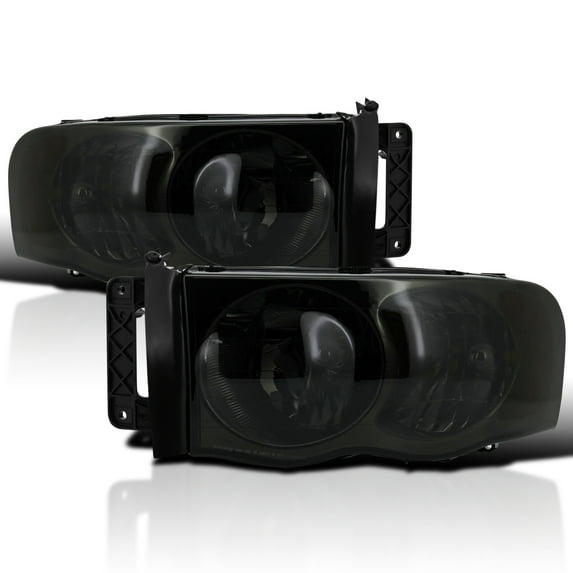 Spec-D Tuning Smoke Headlights Compatible with 2002-2005 Dodge Ram 1500, 2003-2005 Ram 2500 3500 L+R Pair Head Light Lamp Assembly