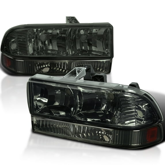Spec-D Tuning Smoke Headlights + Smoke Bumper Lights Compatible with 1998-2004 Chevy S10, Blazer, Left + Right Pair Headlamps Assembly