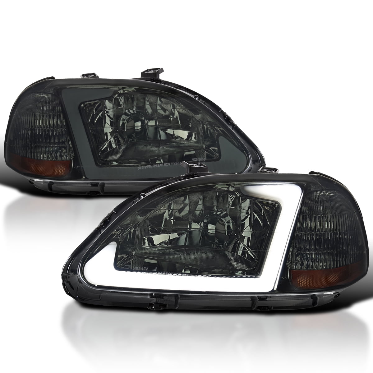 Spec-D Tuning Smoke Headlights w/ LED Tube Bar Compatible with 1996 ...