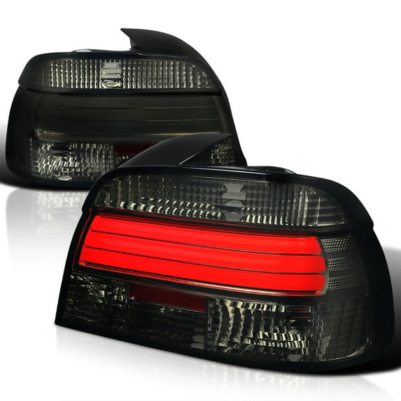 Spec-D Tuning Smoke LED Bar Tail Lights Compatible with 1997-2000 BMW E39 5-Series 4-Door, Left + Right Pair Assembly