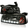 thumbnail image 1 of Spec-D Tuning Smoke LED Headlights Compatible with 2006-2010 Dodge Charger L+R Pair Head Light Lamp Assembly, 1 of 6