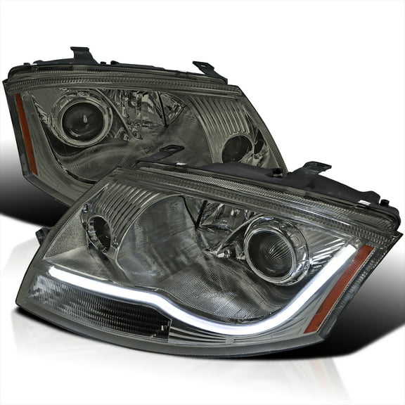 Spec-D Tuning Smoke LED Light Bar Projector Headlights Compatible with 1999-2006 Audi TT, Left + Right Pair Headlamps Assembly