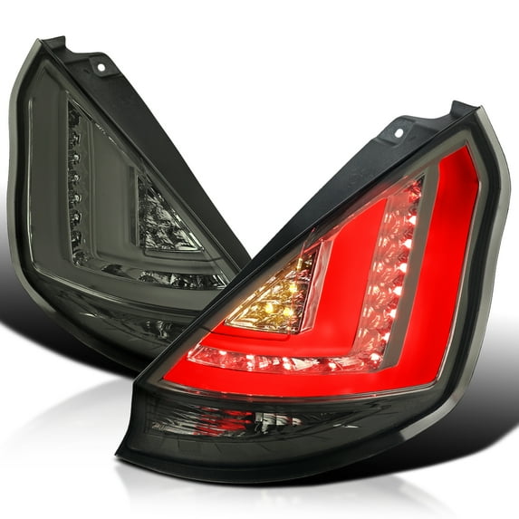 Spec-D Tuning Smoke LED Tail Lights w/ LED Tube Compatible with 2011-2013 Ford Fiesta Hatchback, Left + Right Pair Assembly