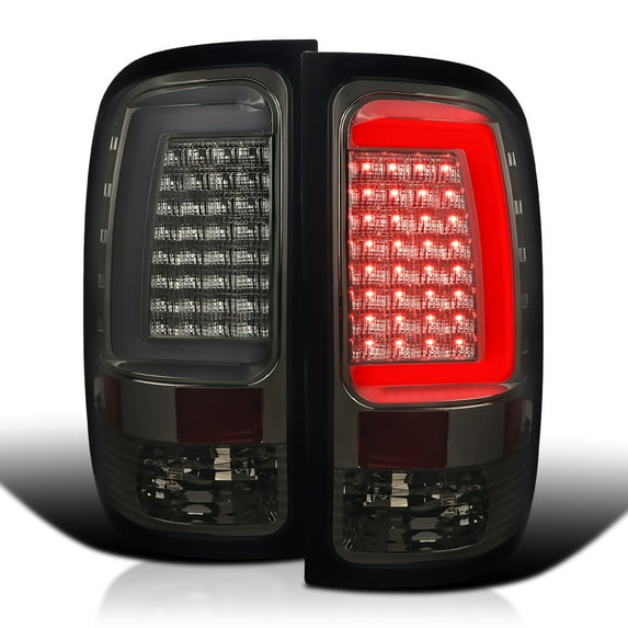 Spec-D Tuning Smoke LED Tail Lights w/ White LED Light Bar Compatible with 2007-2013 GMC Sierra 1500, 2007-2014 GMC Sierra 2500HD/3500HD, Left + Right Pair Assembly