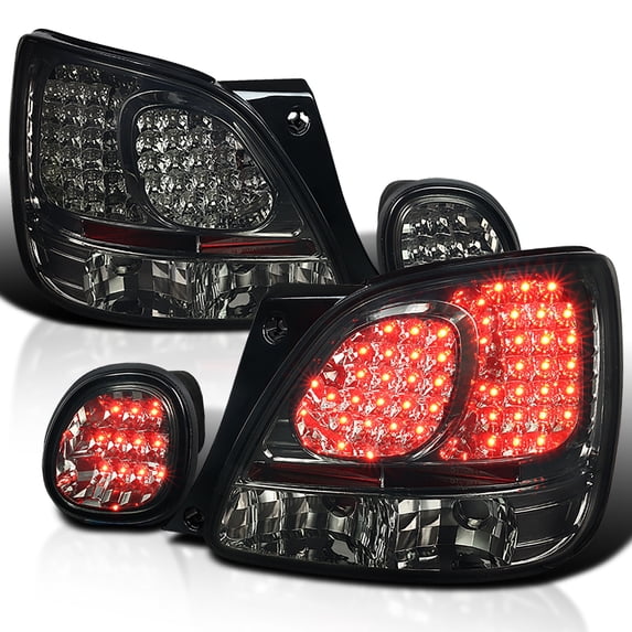 Spec-D Tuning Smoke LED Tail + Trunk Lights Compatible with 1998-2005 Lexus GS300/GS400/GS430, Left + Right Pair Assembly