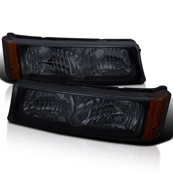 Spec-D Tuning Smoke Lens Bumper Lights Compatible with 2003-2007 Chevy Chevrolet Silverado 1500 2500 3500, Avalanche, L+R Pair Assembly