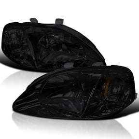 Spec-D Tuning Smoke Lens Headlights Compatible with 1999-2000 Honda Civic EK EX LX Si L+R Pair Head Light Lamp Assembly