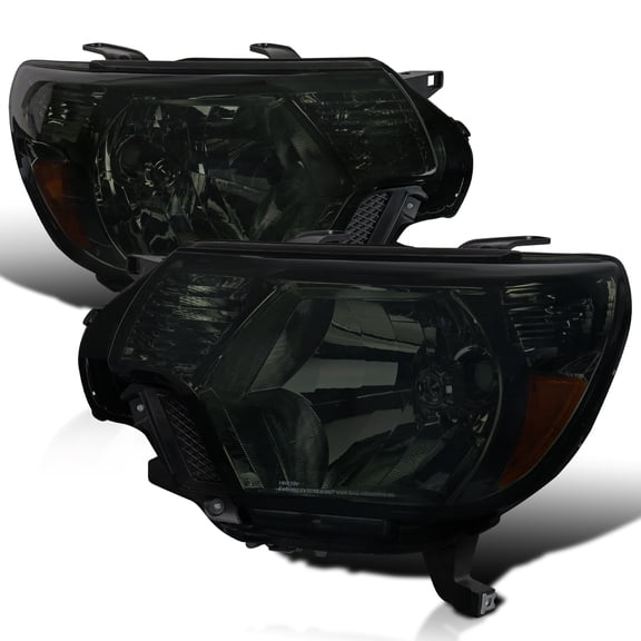 Spec-D Tuning Smoke Lens Tinted Headlights Compatible with 2012-2015 Toyota Tacoma L+R Pair Head Light Lamp Assembly