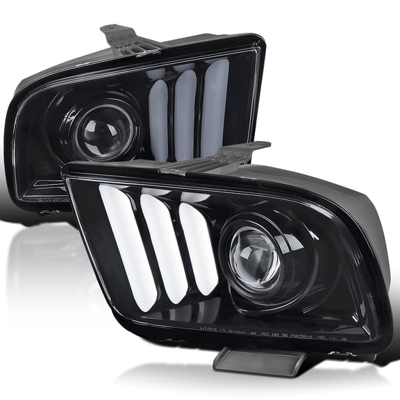 Spec-D Tuning Smoke Projector Headlights Compatible with 2005-2009 Ford Mustang, Left + Right Pair Headlamps Assembly