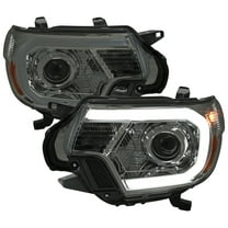 Spec-D Tuning Smoke Projector Headlights w/ LED Bar Compatible with 2012-2015 Toyota Tacoma, Left   Right Head Lights Assembly