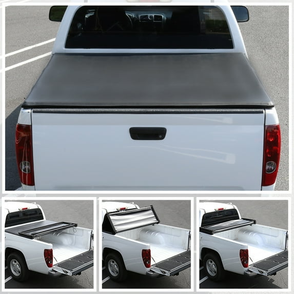 Spec-D Tuning Soft Tri-Fold Vinyl Tonneau Cover Compatible with 2019-2022 Dodge Ram 1500 6'4" Standard Truck Bed