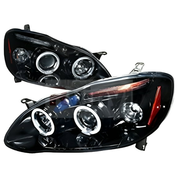 Spec-D Tuning Toyota Corolla 2003 2004 2005 2006 2007 2008 LED Halo Projector Headlights - Black
