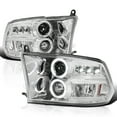 thumbnail image 1 of Spec-D Tuning Twin Halo Chrome Housing Clear Lens Projector Headlights Compatible with 2009-18 Dodge RAM 1500/2500/3500, 2019-24 Dodge RAM 1500, Left + Right Pair Headlamps Assembly, 1 of 6