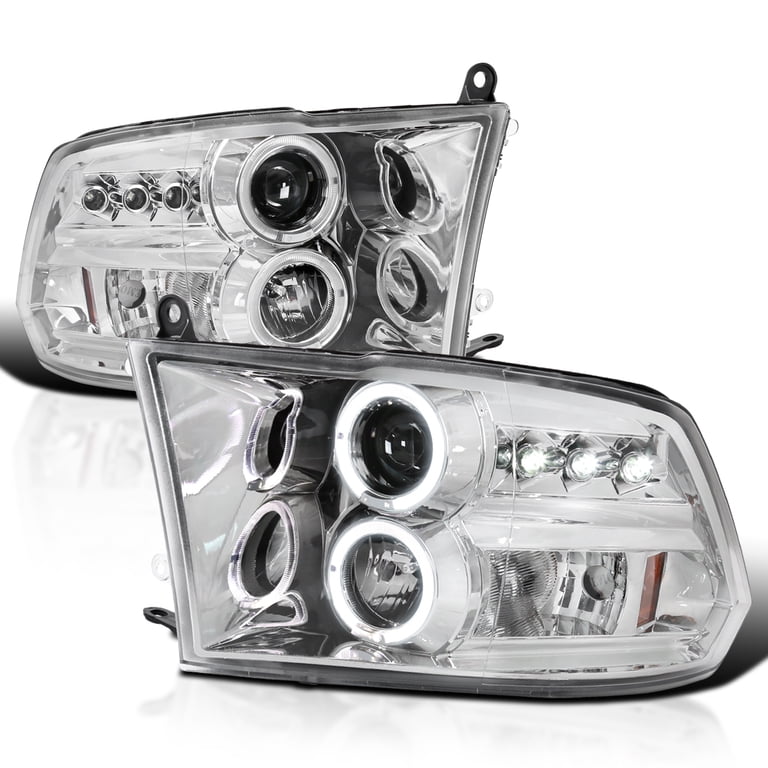 Chrome Clear Headlights for 2009-2018 Dodge Ram 1500 2500 3500 Quad