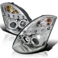 thumbnail image 1 of Spec-D Tuning Twin Halo LED Chrome Housing Clear Lens Projector Headlights Compatible with 2003-2007 Infiniti G35 2 Door Coupe With HID System Headlights, Left + Right Pair Headlamps Assembly, 1 of 7
