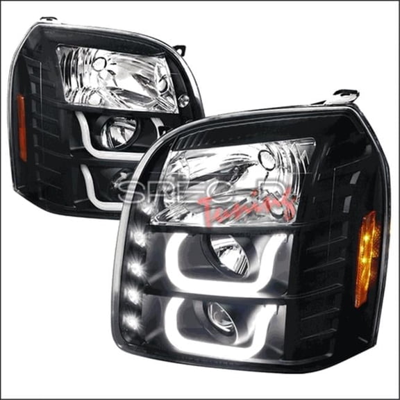 Spec-D Tuning  U Shape Halo Projector Headlights for 07 to 12 GMC Yukon, Black - 10 x 24 x 38 in.