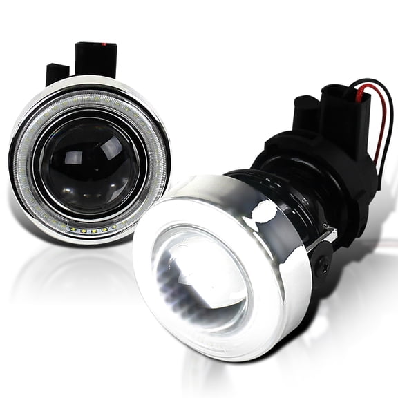 Spec-D Tuning Universal 3" Round White LED Halo Angel Eyes Bumper Driving Projector Fog Lights Left + Right Pair