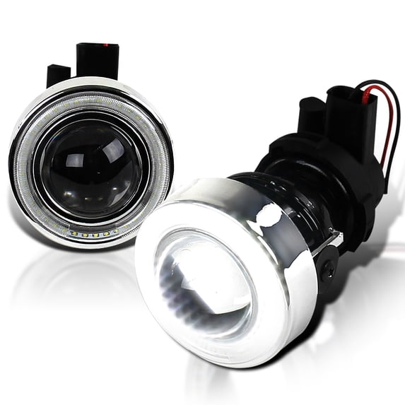 Spec-D Tuning Universal 3" Round White LED Halo Angel Eyes Bumper Driving Projector Fog Lights Left + Right Pair