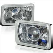 Spec-D Tuning 2PCS 4X6 Inch Crystal Rectangular Sealed Beam Projector Headlights H4 H4651 H4652 H4656 H4666 H6545 Conversion Kit Head Lamps Assembly Left + Right Pair