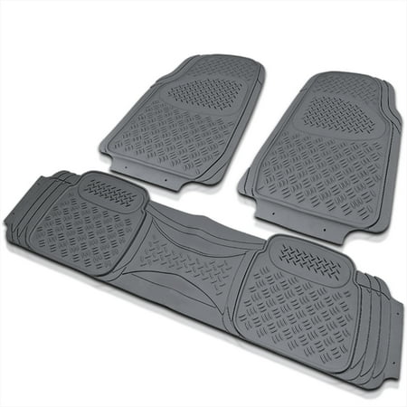 Spec-D Tuning Universal Fitment Gray Front + Rear All Weather Heavy Duty Rubber Floor Mats Truck SUV