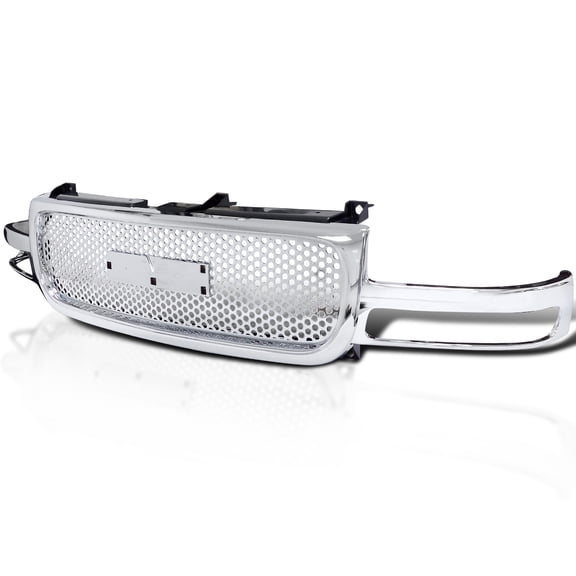 Spec-D Tuning Upper Round Hole Mesh Hood Grill Grille Chrome Compatible with 2000-2006 GMC Yukon Xl