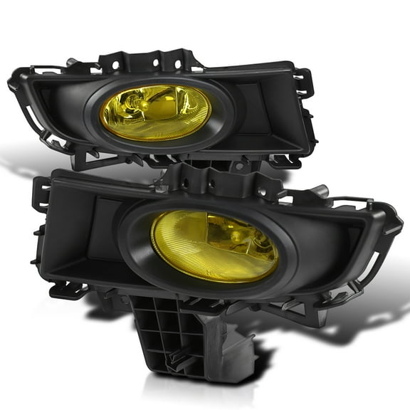Spec-D Tuning Yellow Lens Fog Lights + H11 Bulbs + Switch Included Compatible with 2007-2009 Mazda 3 4 Door Sedan L+R Pair Assembly