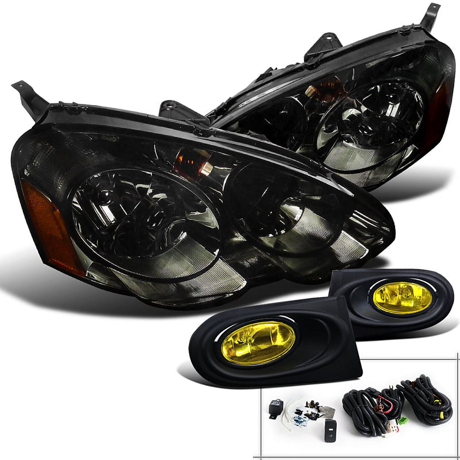 SpecD Tuning for Acura RSX Coupe 2Dr, Smoked Lens Headlights, Yellow