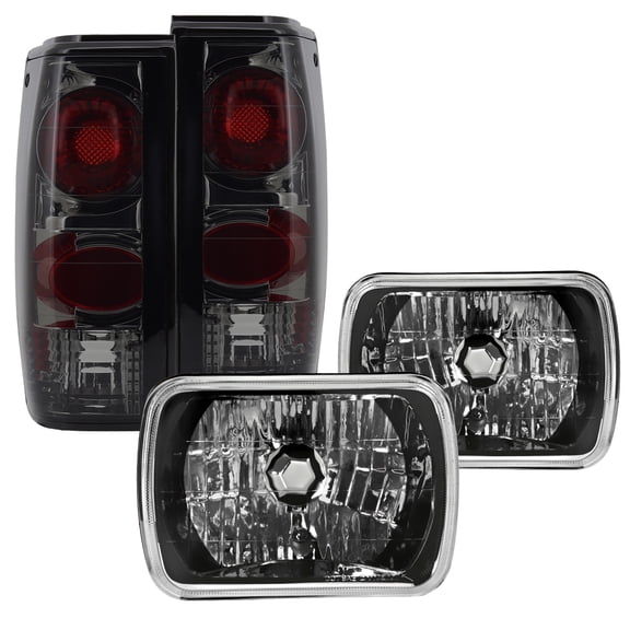 Spec-D Tuning for Chevy S10 Tahoe Blazer GMC S15 7X6 Black Headlights+Smoke Lens Tail Lamps