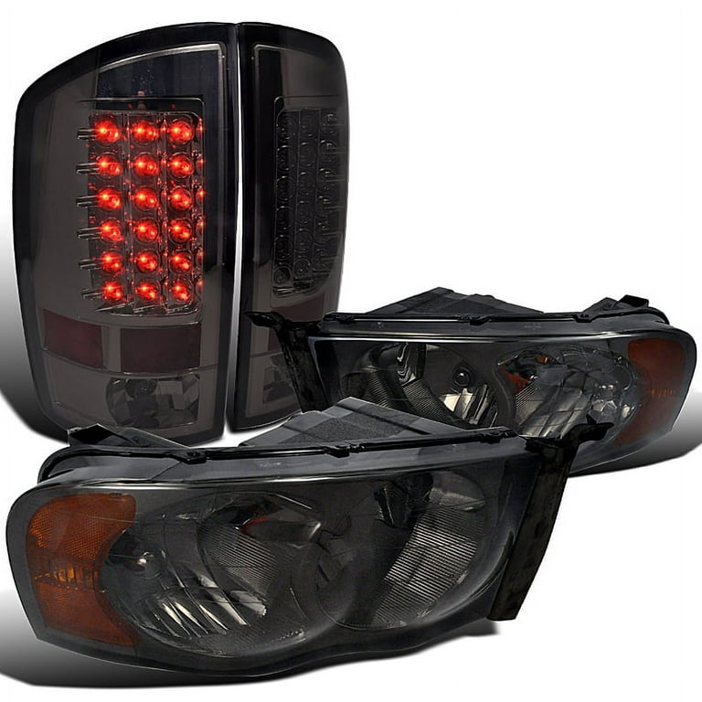 Spec-D Tuning for Dodge Ram 1500 2500 3500 Smoked Lens Headlights, Smoked  Lens Led Tail Lights