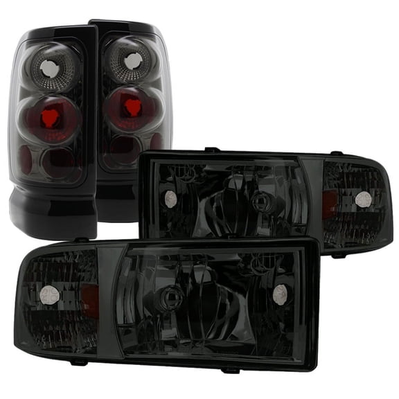 Spec-D Tuning for Dodge Ram Euro Smoke Tinted Crystal Head Lights+Tail Brake Lamps