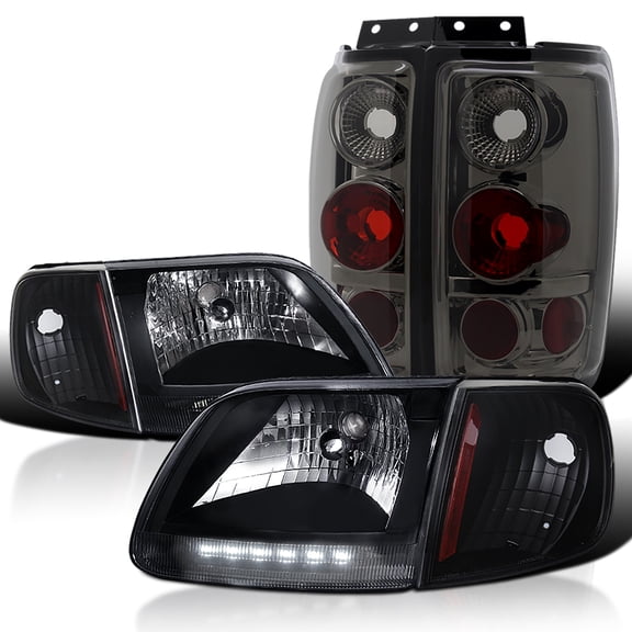 Spec-D Tuning for Ford Expedition Euro Black Headlight, LED Corner, Smoked Lens Tail Lights