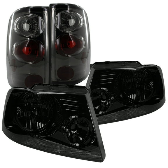 Spec-D Tuning for Ford F150 Styleside Smoked Crystal Headlights, Smoked Altezza Tail Lamps